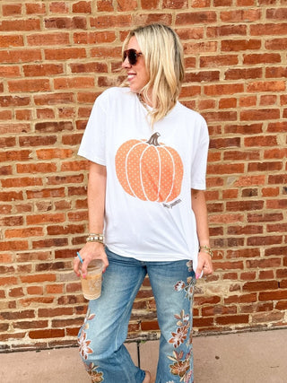Hello Pumpkin Polka Dot Comfort Color Tee - Limeberry Designs