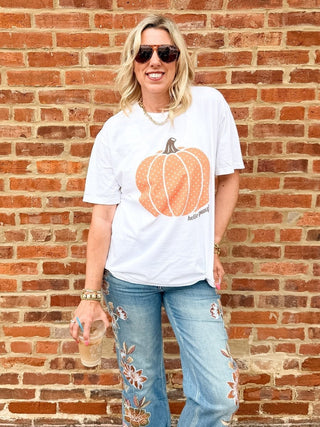 Hello Pumpkin Polka Dot Comfort Color Tee - Limeberry Designs