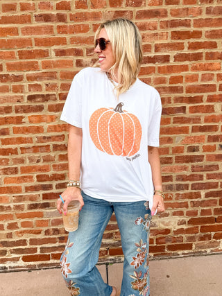 Hello Pumpkin Polka Dot Comfort Color Tee - Limeberry Designs