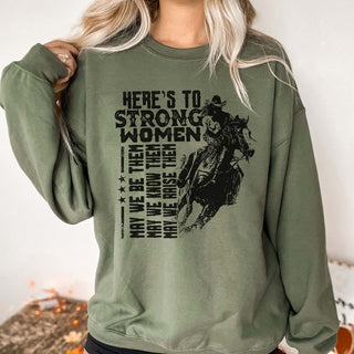 Here's To Strong Women Wholesale Sweatshirt - Fast Shipping - Limeberry Designs