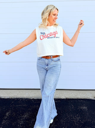 Hey Chicago Whadya Say Sleeveless Graphic Tee - Limeberry Designs