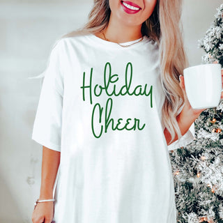 Holiday Cheer Green Christmas Bella Graphic Tee - Limeberry Designs