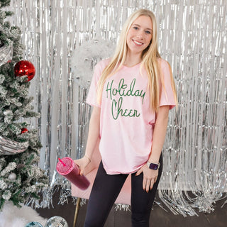 Holiday Cheer Green Christmas Bella Graphic Tee - Limeberry Designs