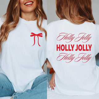 Holly Jolly Repeat Comfort Color Graphic Tee Front & Back Design - Limeberry Designs