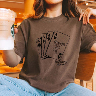 How Lucky Are We Bow Graphic Comfort Color Tee - Limeberry Designs