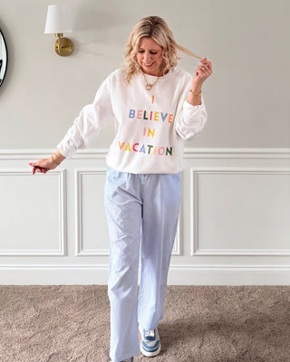 I Believe In Vacation Comfort Color Sweatshirt - Limeberry Designs