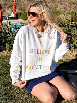 I Believe In Vacation Comfort Color Sweatshirt - Limeberry Designs