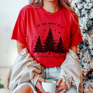 In My Heart Is A Christmas Tree Farm Comfort Color Graphic Tee - Limeberry Designs