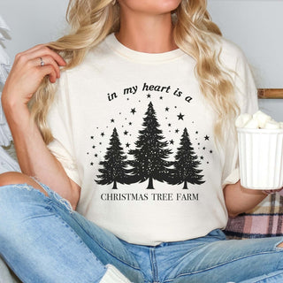 In My Heart Is A Christmas Tree Farm Comfort Color Graphic Tee - Limeberry Designs