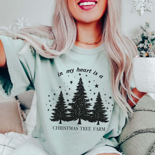 In My Heart Is A Christmas Tree Farm Comfort Color Graphic Tee - Limeberry Designs