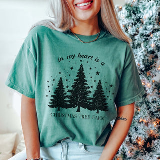 In My Heart Is A Christmas Tree Farm Comfort Color Graphic Tee - Limeberry Designs