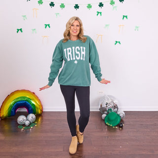 Irish Shamrock White Comfort Colors Crew Sweatshirt - Limeberry Designs