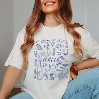 Italia Blue Collage Comfort Color Tee - Limeberry Designs