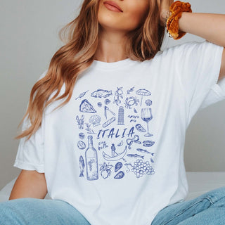 Italia Blue Collage Comfort Color Tee - Limeberry Designs