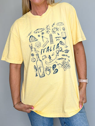 Italia Blue Collage Comfort Color Tee - Limeberry Designs
