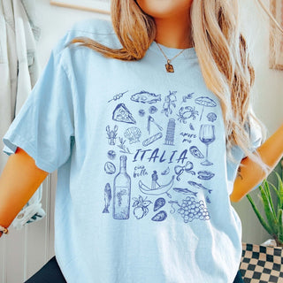 Italia Blue Collage Comfort Color Tee - Limeberry Designs