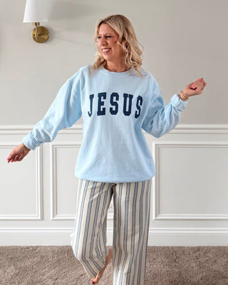 Jesus Collegiate Comfort Color Crew Sweatshirt - Limeberry Designs