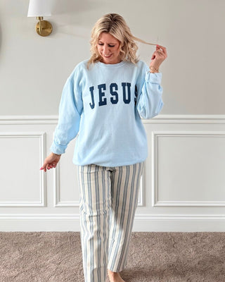 Jesus Collegiate Comfort Color Crew Sweatshirt - Limeberry Designs