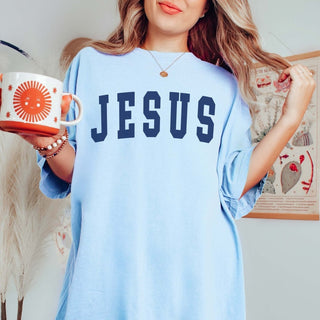 Jesus Collegiate Graphic Comfort Color Tee - Limeberry Designs