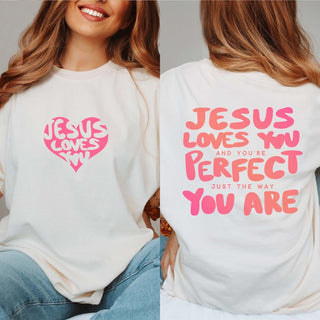 Jesus Loves You Just The Way You Are Comfort Color Tee With Front & Back Designs - Limeberry Designs