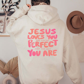 Jesus Loves You Just The Way You Are Hoodie With Front & Back Designs - Limeberry Designs