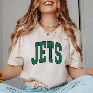 Jets Collegiate Letter Bella Graphic Tee - Limeberry Designs