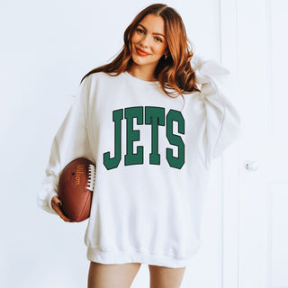 Jets Collegiate Letter Graphic Sweatshirt + Hoodie