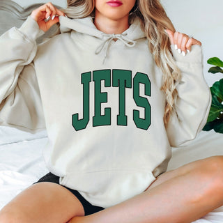 Jets Collegiate Letter Graphic Sweatshirt + Hoodie