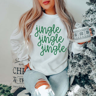 Jingle Jingle Jingle Green Graphic Sweatshirt - Limeberry Designs