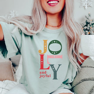 Jolly and Joyful Comfort Color Graphic Tee - Limeberry Designs