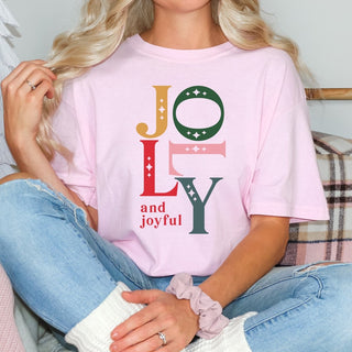 Jolly and Joyful Comfort Color Graphic Tee - Limeberry Designs