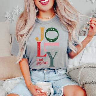 Jolly and Joyful Comfort Color Graphic Tee - Limeberry Designs