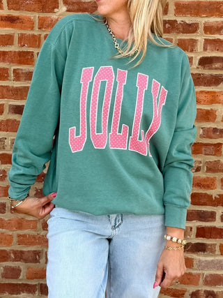 Jolly Pink Polka Dot Comfort Color Sweatshirt - Limeberry Designs