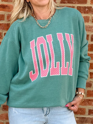 Jolly Pink Polka Dot Comfort Color Sweatshirt - Limeberry Designs