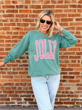 Jolly Pink Polka Dot Comfort Color Sweatshirt - Limeberry Designs