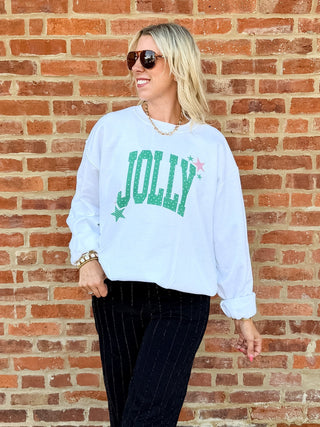 Jolly Stars holiday sweatshirt for errands, photos and tree lighting nights
