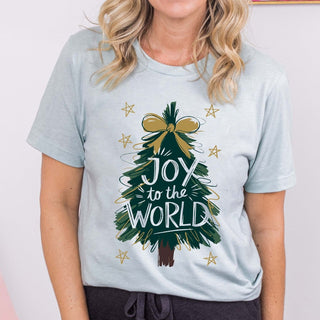 Joy To The World Tree Bella Graphic Tee - Limeberry Designs