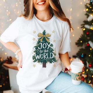 Joy To The World Tree Bella Graphic Tee - Limeberry Designs