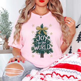 Joy To The World Tree Bella Graphic Tee - Limeberry Designs