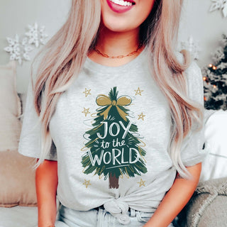 Joy To The World Tree Bella Graphic Tee - Limeberry Designs