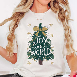 Joy To The World Tree Bella Graphic Tee - Limeberry Designs