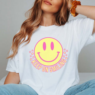 Keep On Smiling Comfort Color Wholesale Tee - Fast Shipping - Limeberry Designs