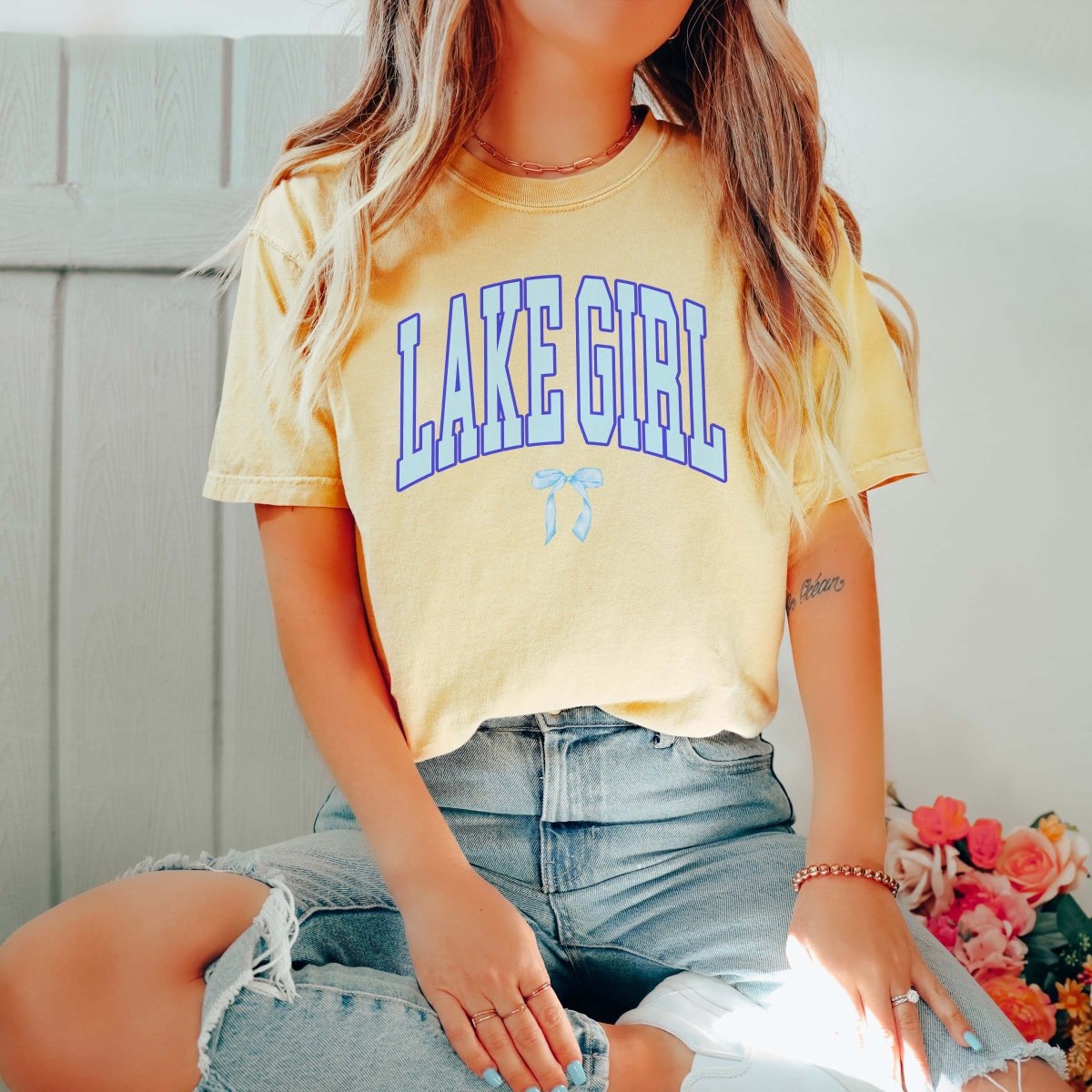 Lake Girl With Bow Comfort Color Tee - Limeberry Designs
