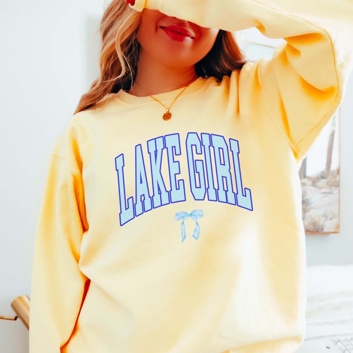 Lake Girl With Bow Comfort Colors Crew - Limeberry Designs