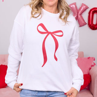 Large Red Bow Bella Crew Sweatshirt - Limeberry Designs