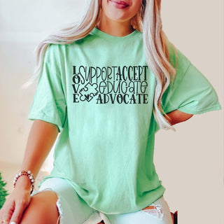 Love Accept Educate Advocate Wholesale Tee - Rapid Shipping - Limeberry Designs