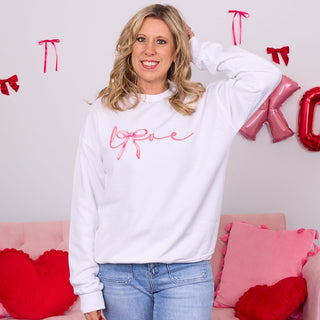 Love Pink Bow Bella Crew Sweatshirt - Limeberry Designs