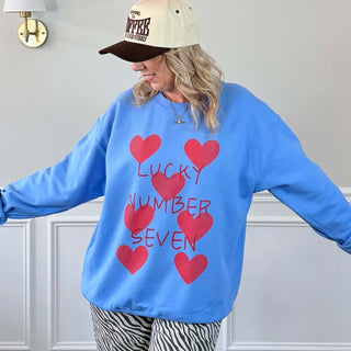 Lucky Number Seven Graphic Sweatshirt - Limeberry Designs