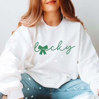 Lucky With Bow Wholesale Graphic Sweatshirt - Quick Shipping - Limeberry Designs