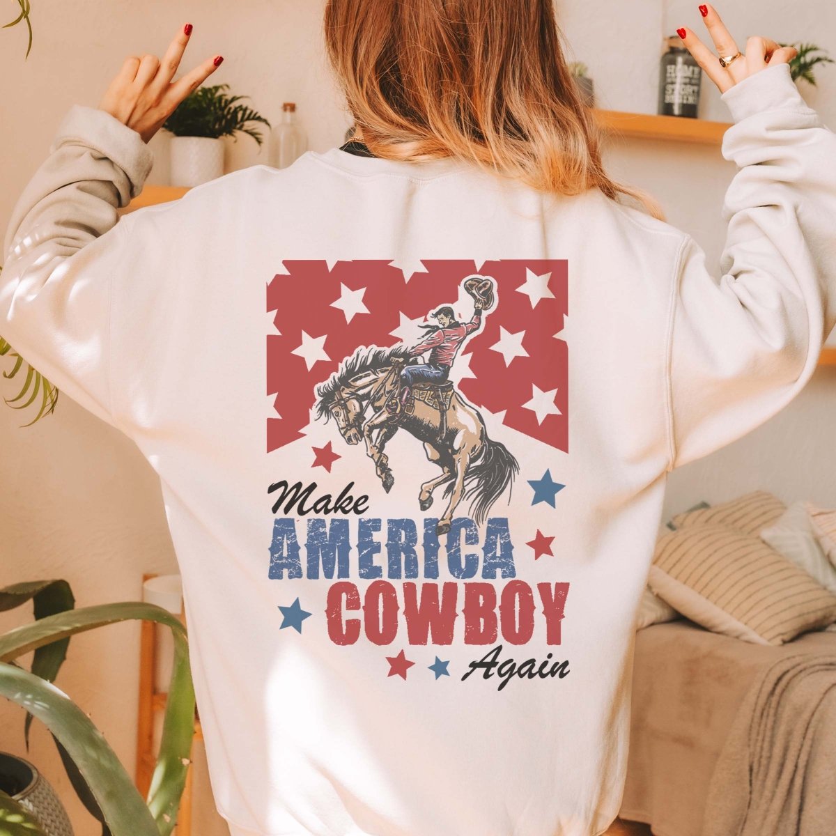 Make America Cowboy Again Back Design Wholesale Sweatshirt - Fast Shipping - Limeberry Designs